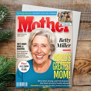 Custom Magazine Greeting Card for Mom, Unique Card for Christmas, Birthday or Mother's Day