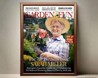 Personalized Gardening Gifts, Custom Magazine Cover Gardener Poster, Unique Birthday Gifts for Mom Grandma, Plant Lover Gift Garden Decor