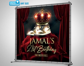 Royal Sneaker Ball Backdrop, Step And Repeat Backdrop, Sneaker Gala Birthday Banner, Personalized Sneaker Ball Centerpieces, Custom Backdrop