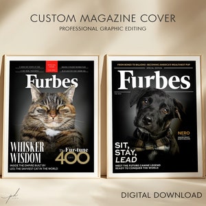 Copertina della rivista Furbes Pet, ritratto personalizzato del tuo animale domestico, regalo per genitori di cani, regalo per amanti dei gatti, copertina della rivista personalizzata, regali personalizzati per animali domestici