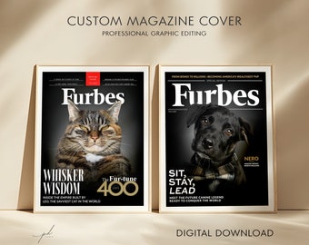 Furbes Pet Magazine Cover, Custom Pet Portrait, Gift for Dog Parents, Gift for Cat Lovers, Custom Magazine Cover Personalized Gifts for Pets