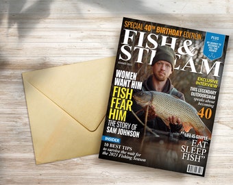 Custom Fishing Magazine Cover Personalized Fishing Gifts for Men