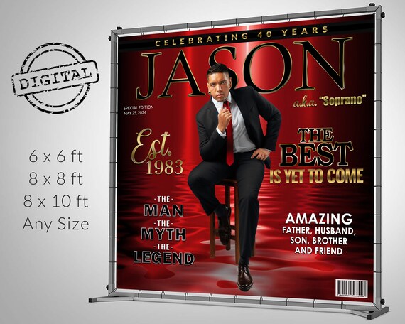 Custom Backdrop with Photo 40th Birthday Decoration for Men Husband 70th 60th 50th Birthday Happy Birthday Banner Retirement Party Backdrop Il_570xn