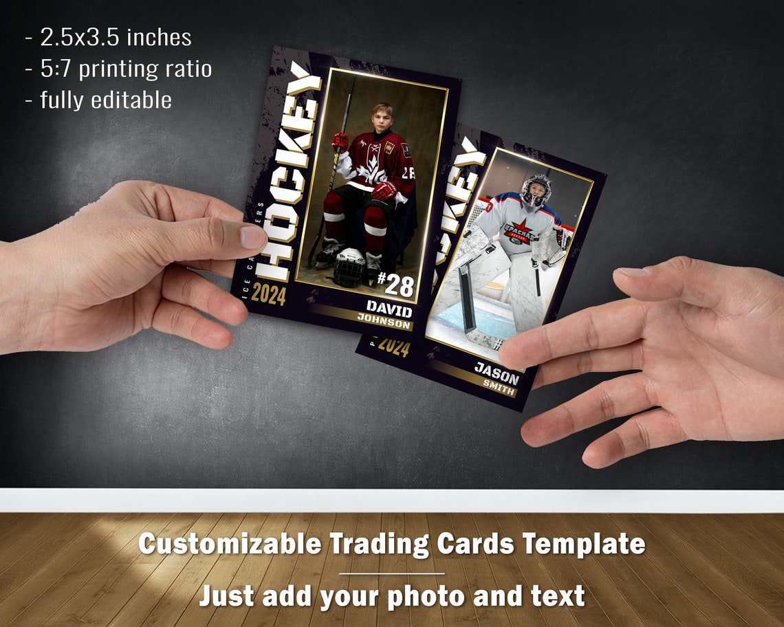 Hockey Cards Template Hockey Trading Card Template Grunge Etsy