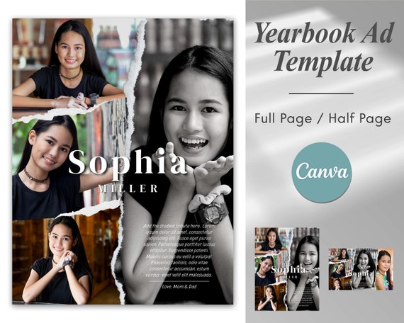 Yearbook Ad Template, Unique Yearbook Ad Half or Full Page, Yearbook Ad for Girl or Boy, High School Grad 2023 Senior Ad from Parents, CANVA Il_570xn