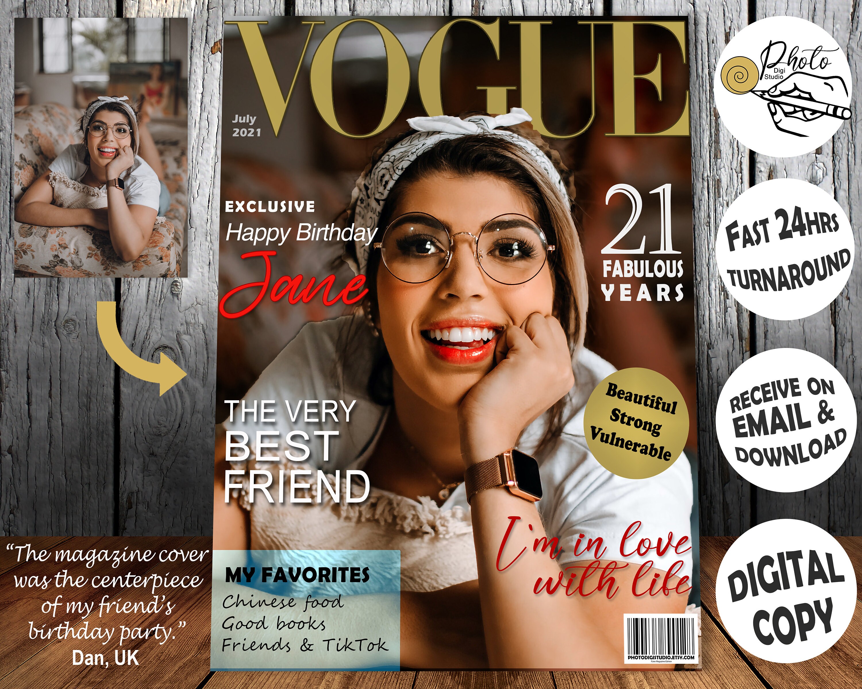 CUSTOM Vogue Birthday Magazine Cover with your photo and Etsy
