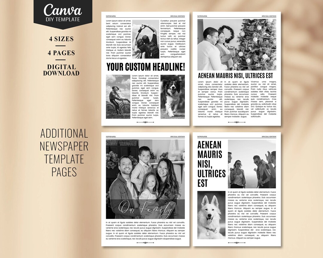 4 Pages Newspaper Template, All Purpose Newspaper Template Additional