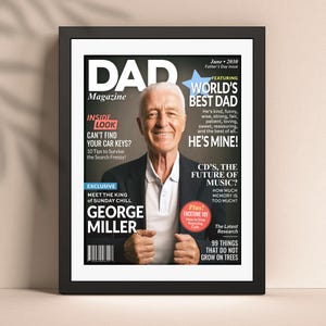Leuke gepersonaliseerde cadeaus voor papa, aangepaste tijdschriftomslag, unieke portretkaart vaderdag, grappige verjaardagscadeaus voor papa, stiefvadercadeaus