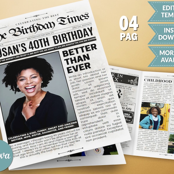 Birthday Newspaper Etsy