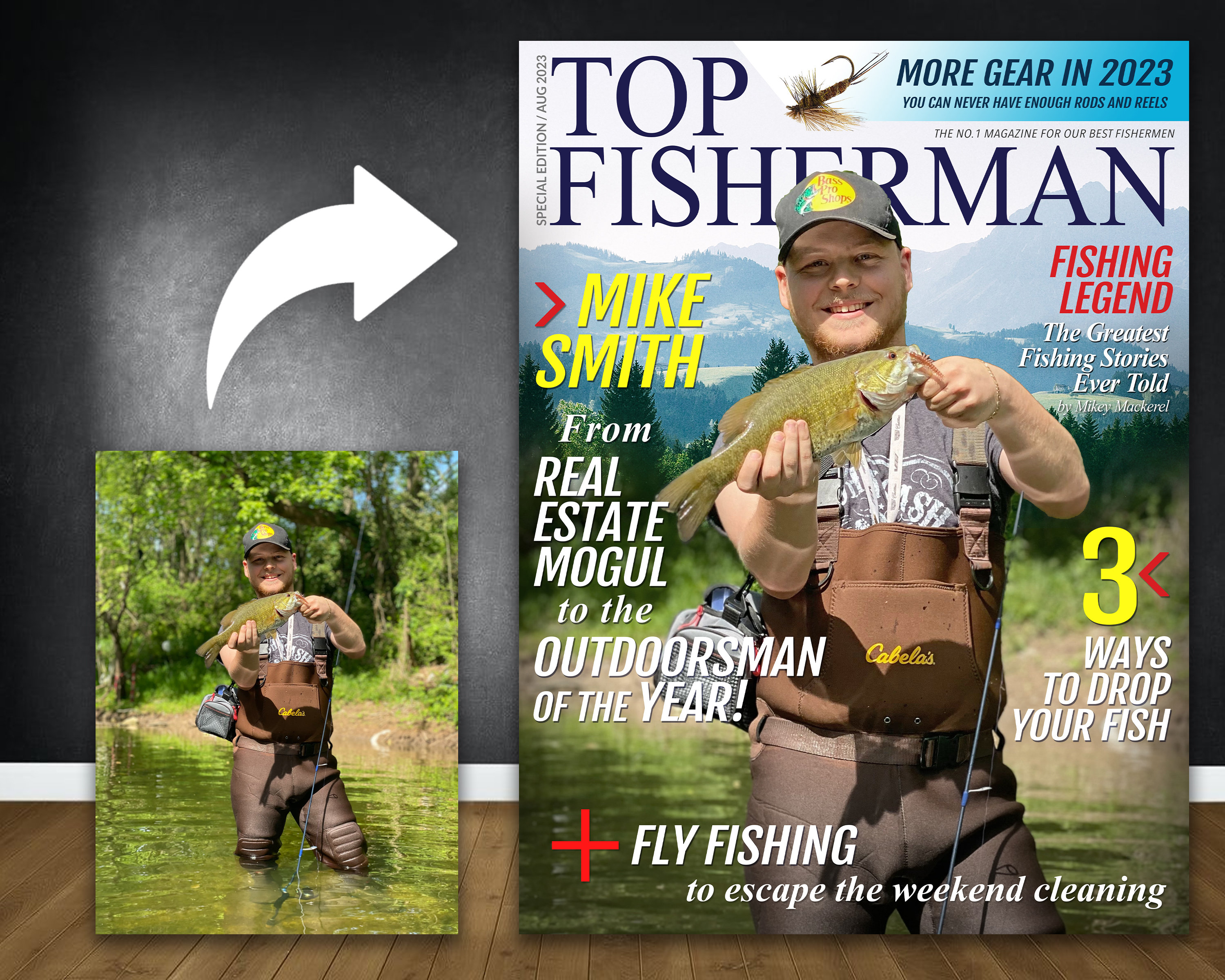 Custom Fishing Magazine Cover Personalized Fishing Gifts for Men