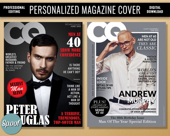 Custom Magazine Cover, Sexiest Man Alive, Custom Portrait Anniversary Gift for Him, Valentines Day or Birthday Gift for Husband Boyfriend Il_570xn