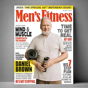 Copertina di rivista di fitness personalizzata, poster sportivo personalizzato, regali di compleanno per papà, regalo divertente per lui, motivazione per la salute e la palestra per gli uomini