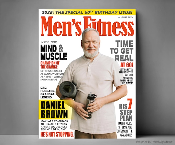 Custom Magazine Poster Fitness Gifts for Him, Funny Fathers Day Gift for Dad, Personalized Sports Wall Art, Birthday Gifts for Boyfriend