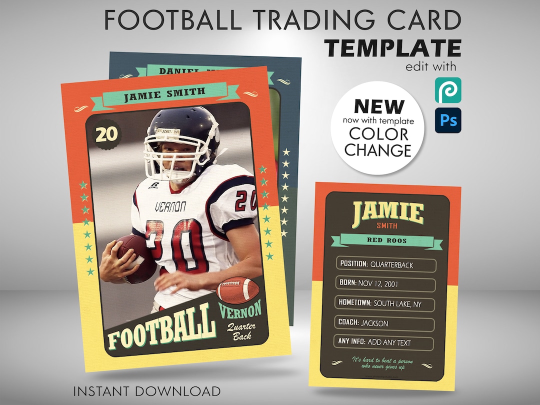 Retro Football Card Template Football Trading Card Template Sports Retro Football Card Template Football Trading Card Template Sports
