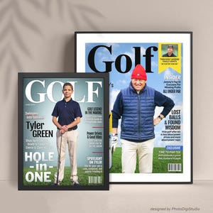 Custom Golf Magazine Cover, Personalized Golf Gifts for Dad, Unique Golf Gifts for Men, Golf Birthday  Golf Retirement Gift, Golf Wall Art