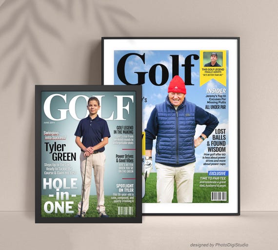 Custom Golf Magazine Cover, Personalized Golf Gifts for Dad, Unique Golf Gifts for Men, Golf Birthday Magazine Golf Retirement Gift Wall Art