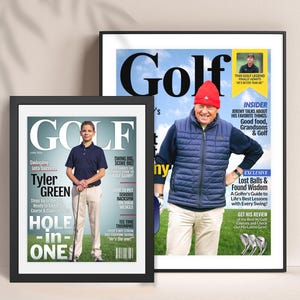 Custom Golf Magazine Cover, Unique Golf Gifts for Men, Dad Golfer Gifts for Him, Birthday Retirement Golfing Gift, Personalized Golf Gifts