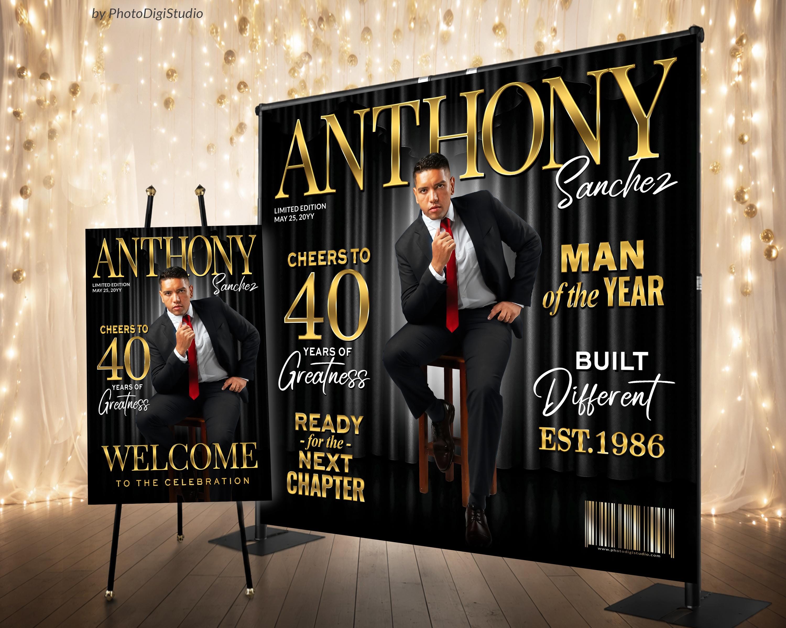 Customized Magazine Backdrop Custom Photo Backdrop for Men Magazine Backdrop, Luxury Black Gold ...