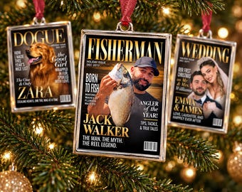 Custom Magazine Ornament, Custom Photo Christmas Ornament, Fun Personalized Gift for Family, Couples, Friends, Grandparents, Colleagues