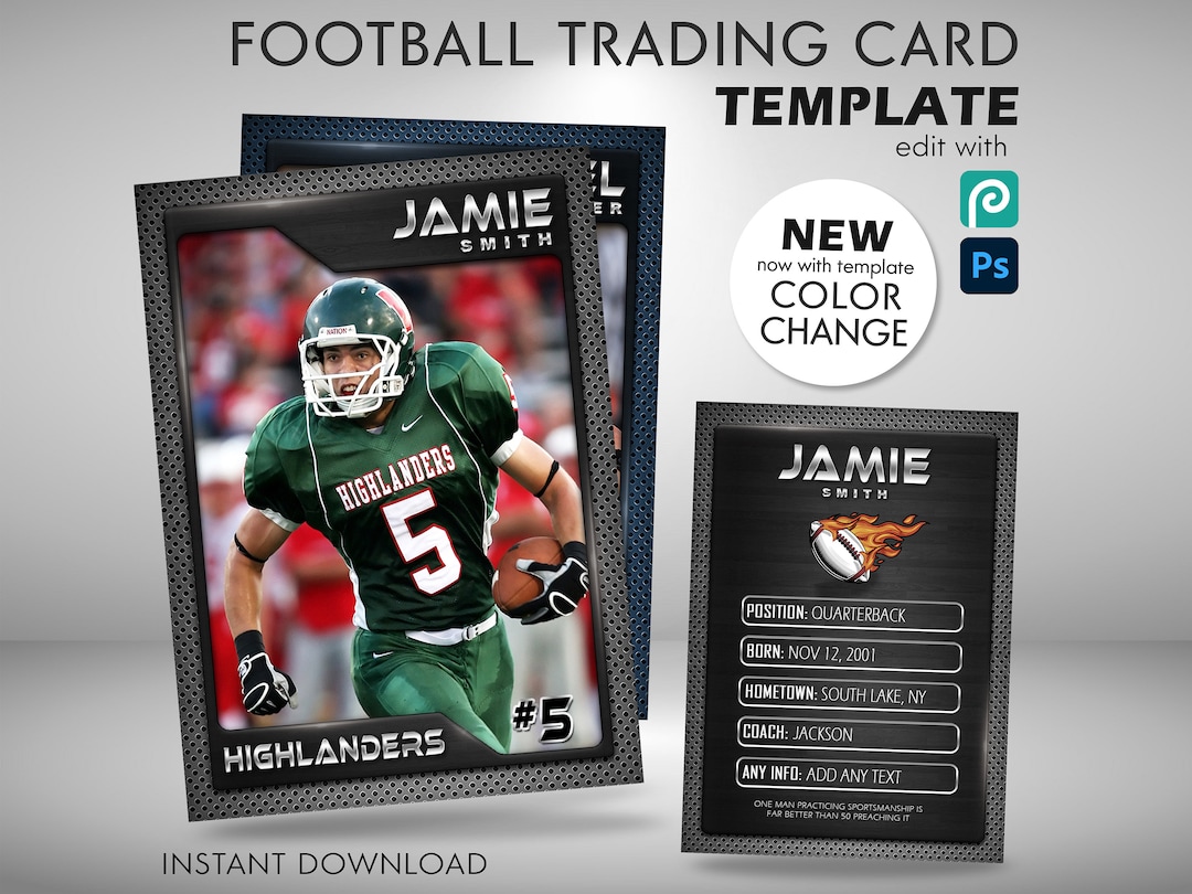 Football Card Template, American Football Trading Card Template Football Card Template, American Football Trading Card Template