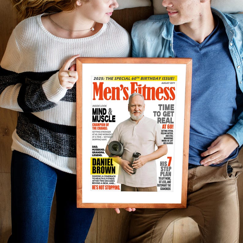 Custom Magazine Poster Fitness Gifts for Him, Funny Fathers Day Gift for Dad, Personalized Sports Wall Art, Birthday Gifts for Boyfriend image 6