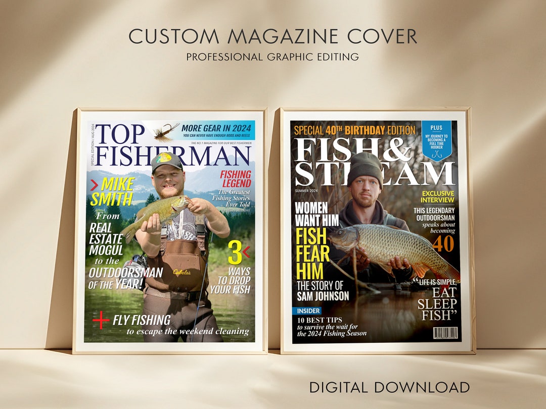 Custom Fishing Magazine Cover Personalized Fishing Gifts for Men, Fly  Fishing Gifts for Him, Fishing Dad Gift, Angler Funny Fisherman Gift 
