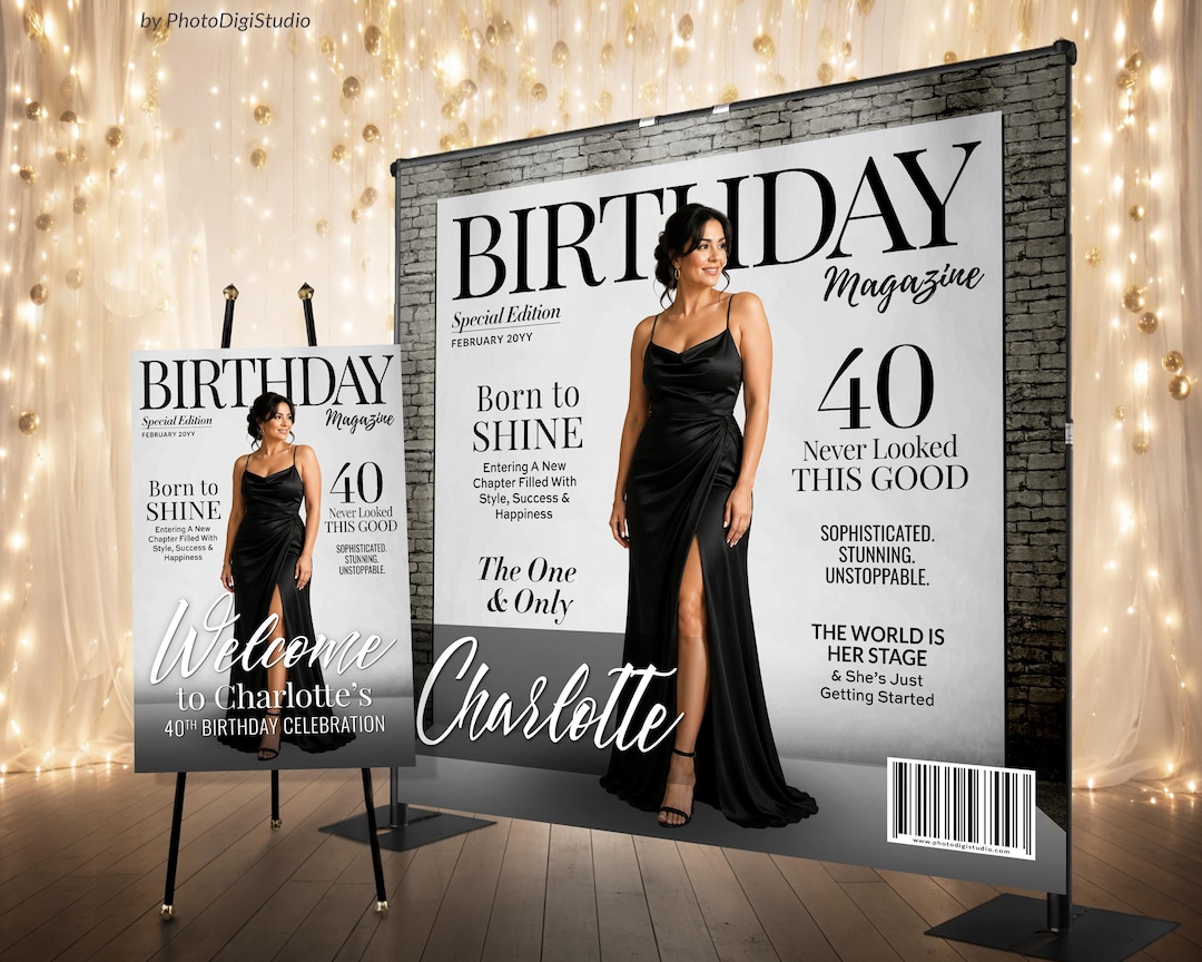 Customized Magazine Backdrop Fashion Magazine Backdrop With Photo, Custom Birthday Backdrop for ...