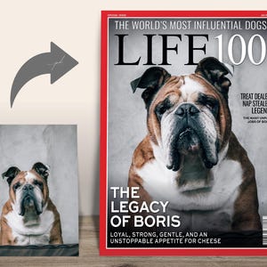 Custom LIFE Dog Magazine Cover — Dog photo turned into LIFE 100 “Legacy of Boris” magazine cover.