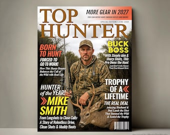 Custom Hunting Magazine Cover, Personalized Hunting Gifts for Men, Deer Hunting Gifts for Him, Hunting Dad Gift, Hunter Gift for Outdoorsman