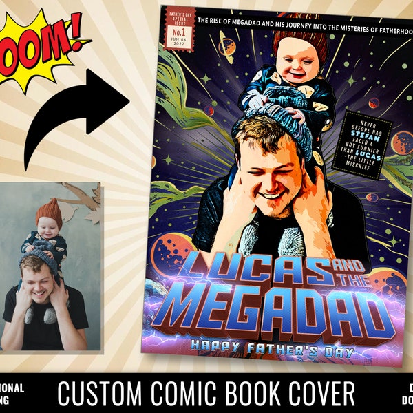Unique Fathers Day Gift Custom Comic Book Cover, Custom Portrait Gift for Dad from Son Daughter, Dad Christmas Gift New Dad Gift from Wife