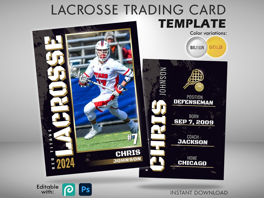 Lacrosse Card Template, Lacrosse Trading Card Template PSD for Player