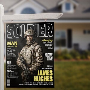 Army Gift Soldier Custom Magazine Cover, Personalized Military Portrait, Army Retirement Gift for Navy Marine Air Force, Army Gift for Him image 6