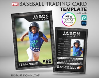 Custom Baseball Stats Card, Baseball Trading Card Template with Color Variations, Personalized Baseball Player Card, Baseball Collector Card