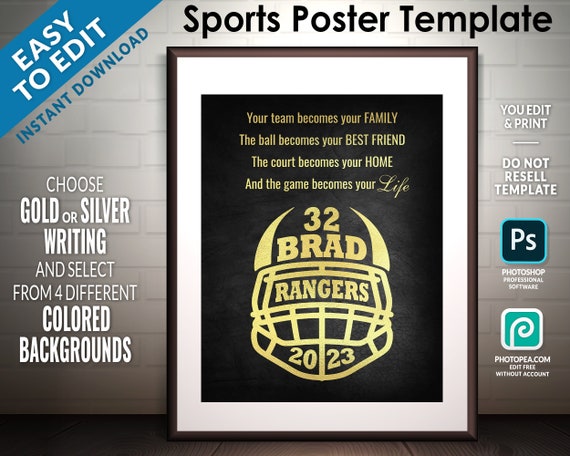 Football Poster TEMPLATE, Senior Night Football Gifts, Senior Gifts, Football Coach Gift, Football Senior 2023, Senior Poster Template PSD Il_570xn