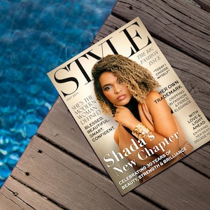 Personalized birthday magazine cover displayed outdoors as a unique photo gift for women