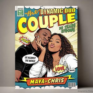 Custom Comic Book Cover for Couples, Personalized Anniversary Gifts for Him or Her, Personalized Engagement Gifts, Couple Cartoon Portrait