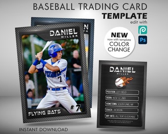 Baseball Card Template, Baseball Trading Card Template, Graphite Sports Cards, PSD Template Fully Customizable, Sports Gifts Team Cards