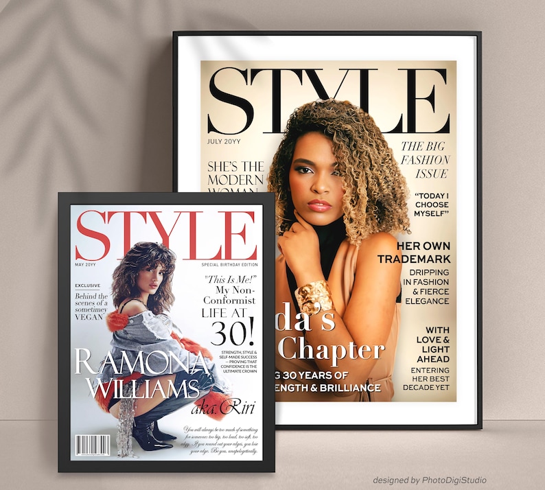 Custom fashion birthday magazine cover for her, personalized photo poster, stylish birthday gift for women