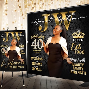 Elegant Backdrop for Women Magazine Cover Backdrop, Birthday Backdrop Personalized Backdrop with Photo, Birthday Party Decoration for Women