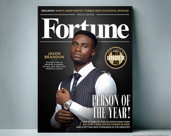 Portada de revista personalizada, regalo de negocios para jefe o compañero de trabajo, regalo de cumpleaños para la Persona del Año para él o ella, regalo divertido y personalizado para marido