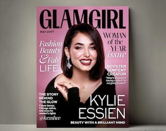 Custom Magazine Cover, Glam Beauty Fashion Magazine Poster Gift for Women, Birthday Girl Photo Cover, Boss Woman Personalized Gifts