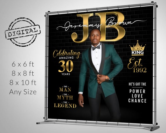 Black King Custom Backdrop, Any Event, Retirement Party Backdrop, Birthday Decoration for Men Husband Father Boss, Golden Backdrop Banner Il_570xn