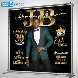 Black King Custom Backdrop, Any Event, Retirement Party Backdrop, Birthday Decoration for Men Husband Father Boss, Golden Backdrop Banner