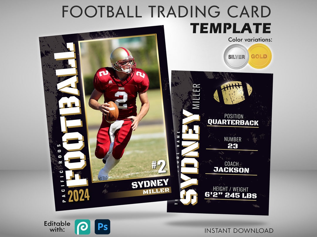 Football Card Template, Trading Card Template PSD, Grunge Gold or Football Card Template, Trading Card Template PSD, Grunge Gold or