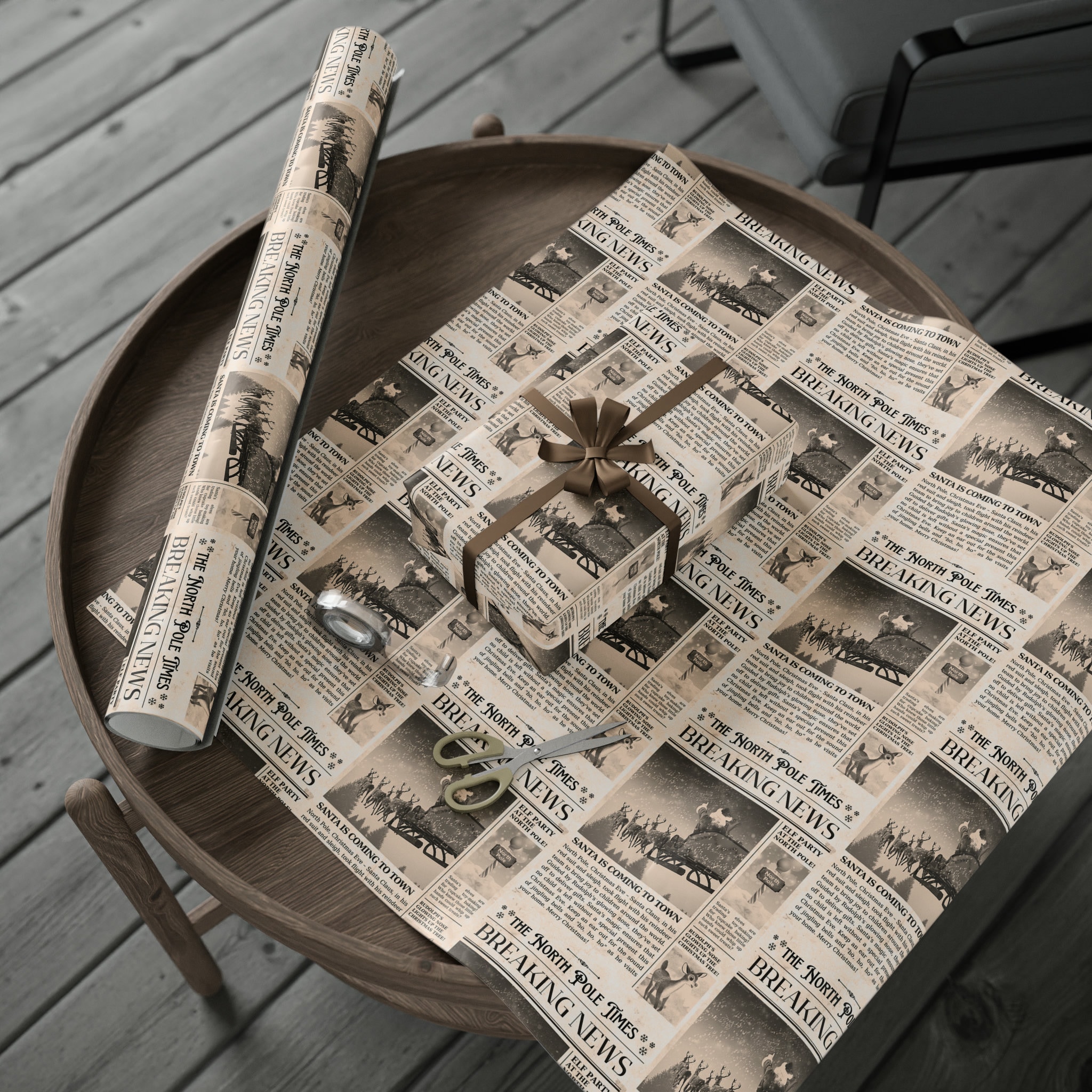 Christmas Wrapping Paper, Cute Newspaper Wrapping Paper Santa North Pole  Newspaper Christmas Crapping Paper sold by Jody Moles, SKU 92297234