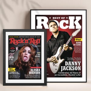Copertina personalizzata della rivista Rockstar, regalo personalizzato di leggende del rock, poster rock n roll personalizzato, decorazioni per feste rock, regalo per papà rock, regalo per Guitar Hero