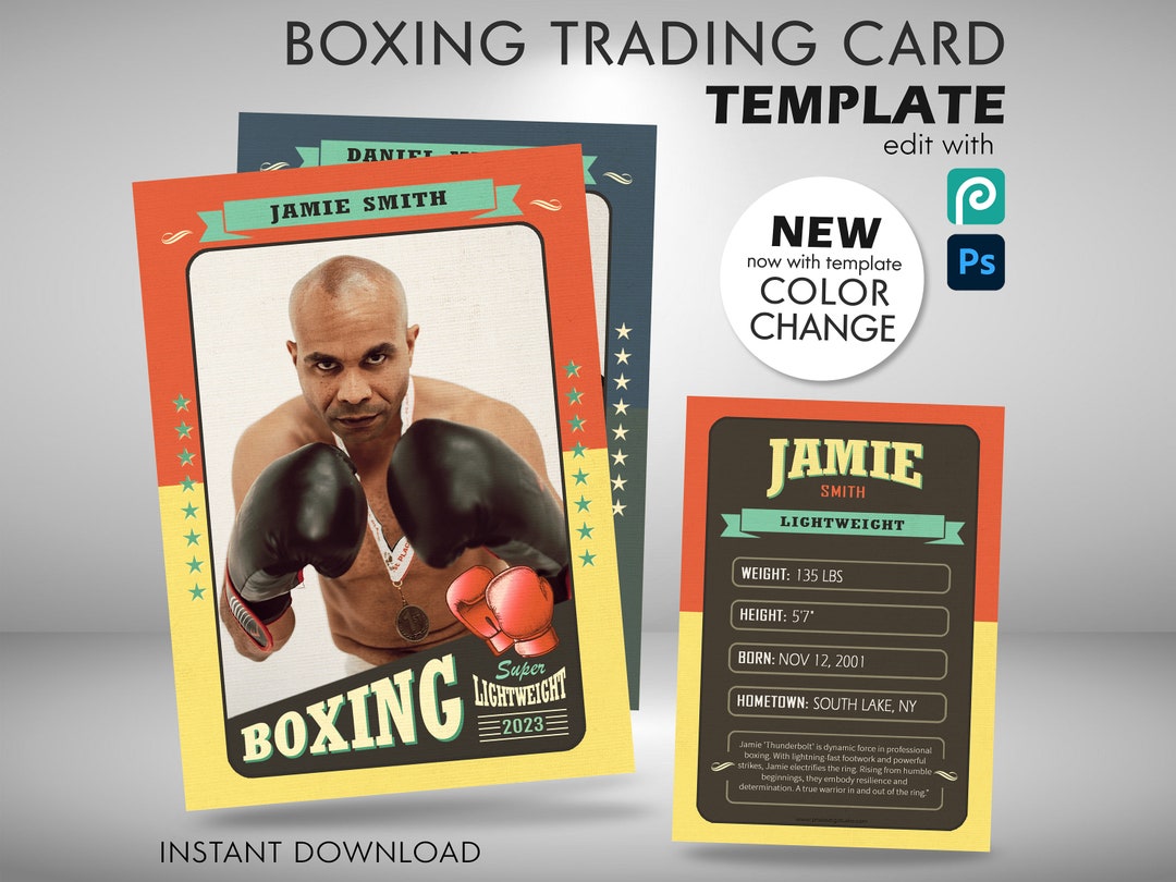 Retro Boxing Trading Card Template, Boxing Card Template Gift for Boxer Retro Boxing Trading Card Template, Boxing Card Template Gift for Boxer