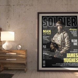 Army Gift Soldier Custom Magazine Cover, Personalized Military Portrait, Army Retirement Gift for Navy Marine Air Force, Army Gift for Him image 8