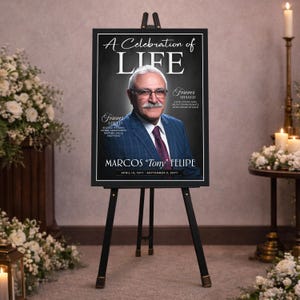 Custom Memorial Poster, Celebration of Life Magazine Cover ...