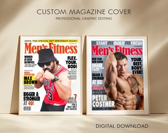 Custom Magazine Cover Fitness Sports Poster Birthday Gift for Him, Fitness Gifts for Men, Gift for Gym Lovers, Funny or Motivational Gift